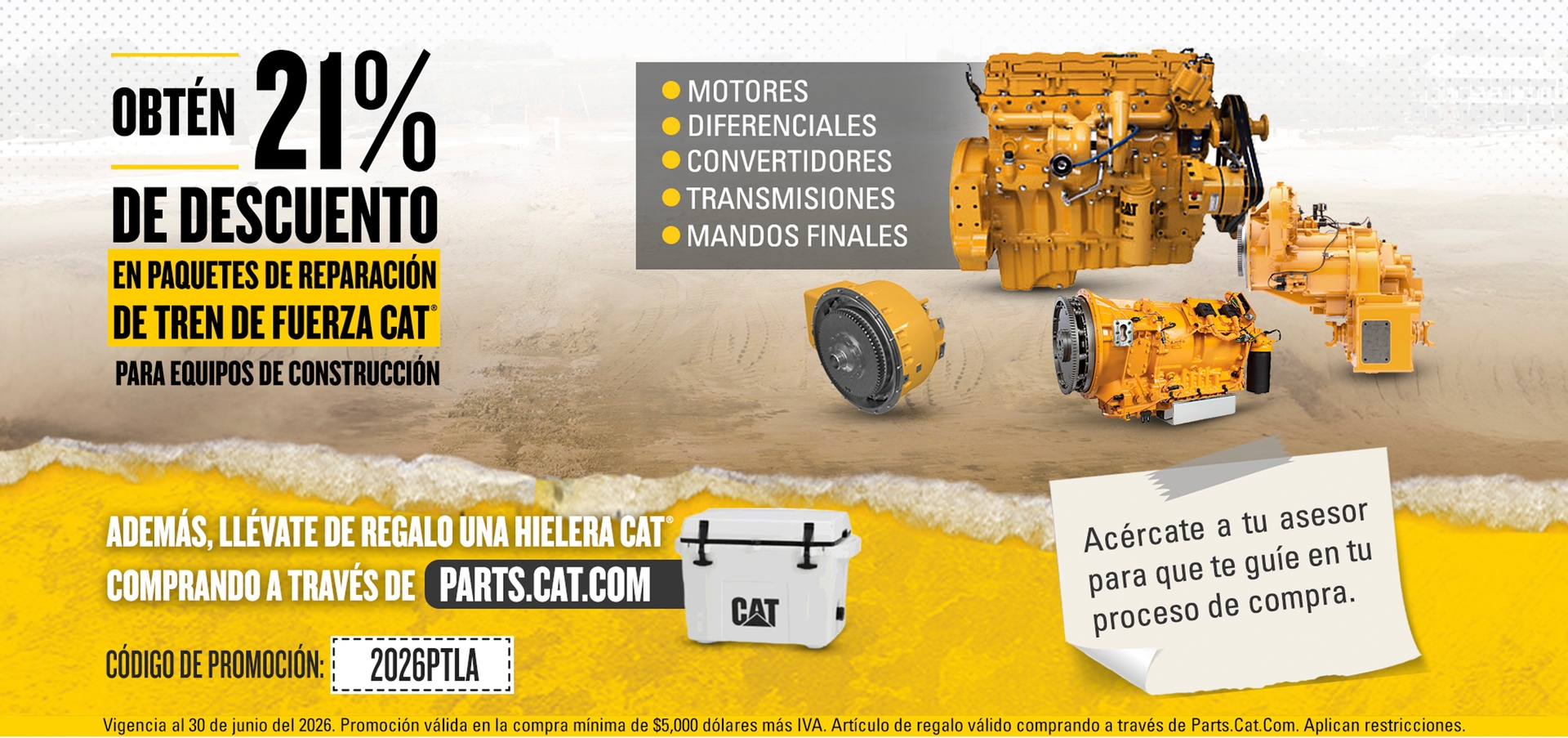 Aprovecha un 21% de descuento en Paquetes de Reparación de Tren de Fuerza Cat